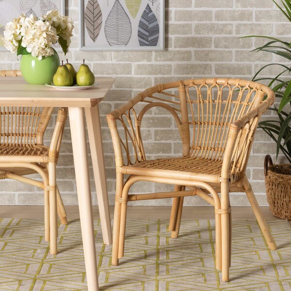 Baxton Studio Kaka Modern Bohemian Natural Brown Rattan Dining Chair 209-12790 - main